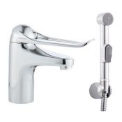 Granberg 425-106 Thermostatic Monobloc Basin Mixer Tap, 150mm Lever & Self-closing Hand Shower